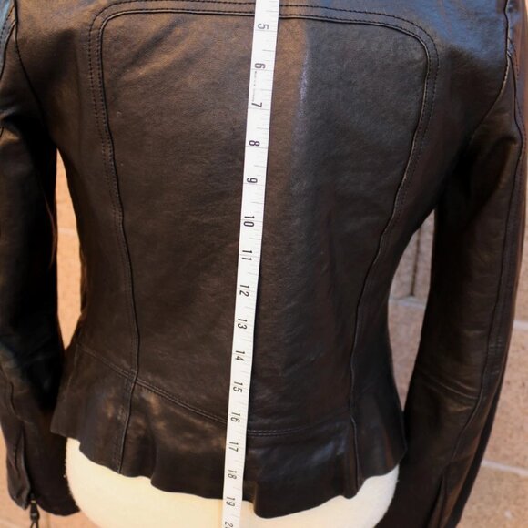 June Leather Jacket Black Size XS Motorcycle Style Cropped - Picture 13 of 16